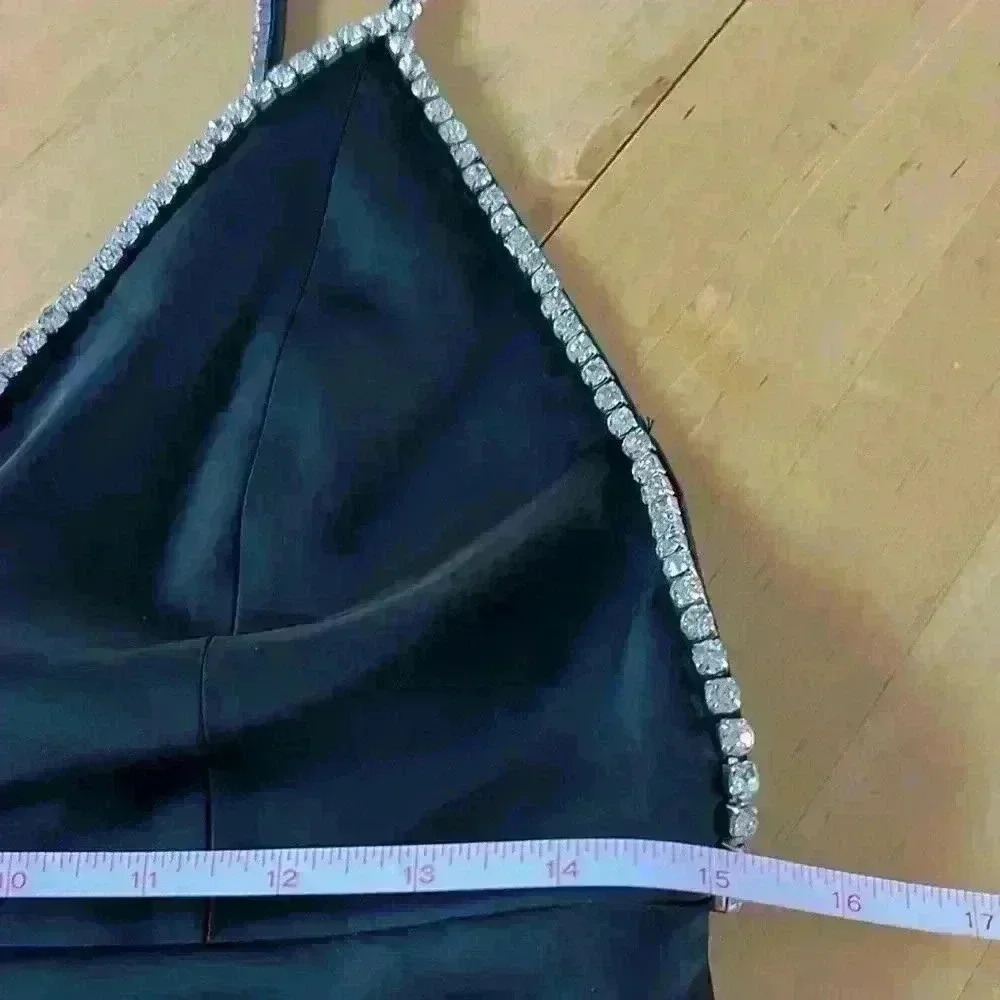 HOUSE OF HARLOW Black Satin Mini Dress - Picture 8 of 15